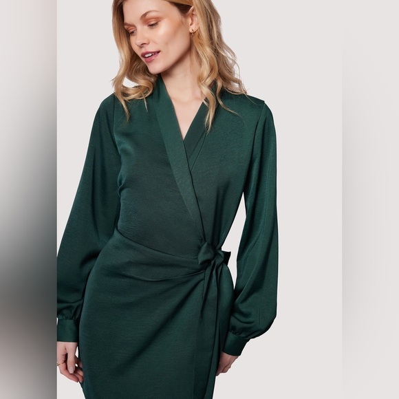 LOST+WANDER CALLA GREEN WRAP MINI DRESS - Picture 3 of 4